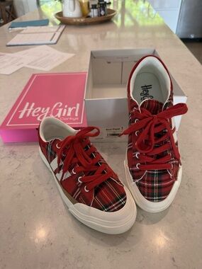 Corkys Women's Red Plaid Lace-Up Sneakers